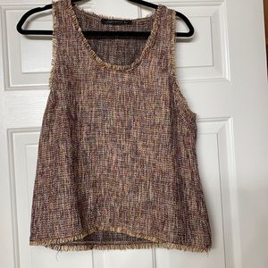 Zara raw hem tweed tank top